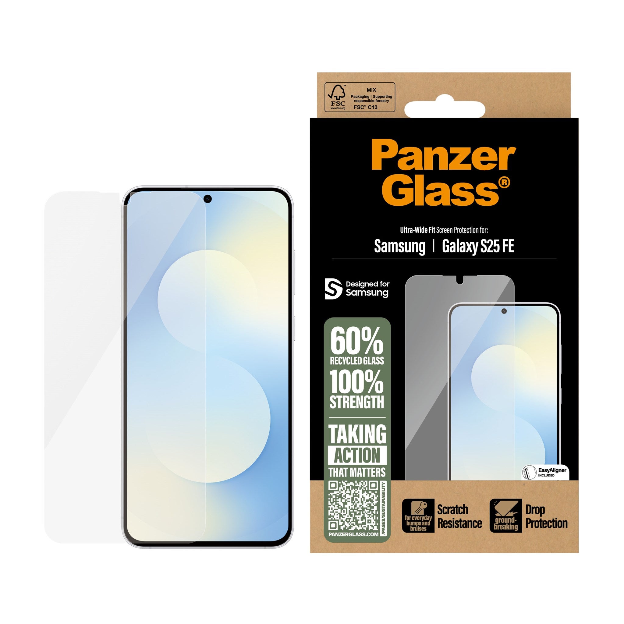 PanzerGlass® Displayschutz Samsung Galaxy S25 FE 5G | Ultra-Wide Fit m. EasyAligner